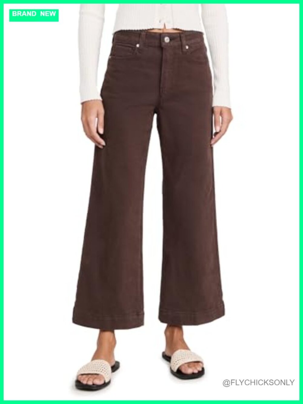High Waisted Wide Leg Palazzo Jeans Flat Front Zip Casual